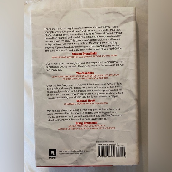 Quitter Hardcover Book/ Jon Acuff - Picture 2 of 3